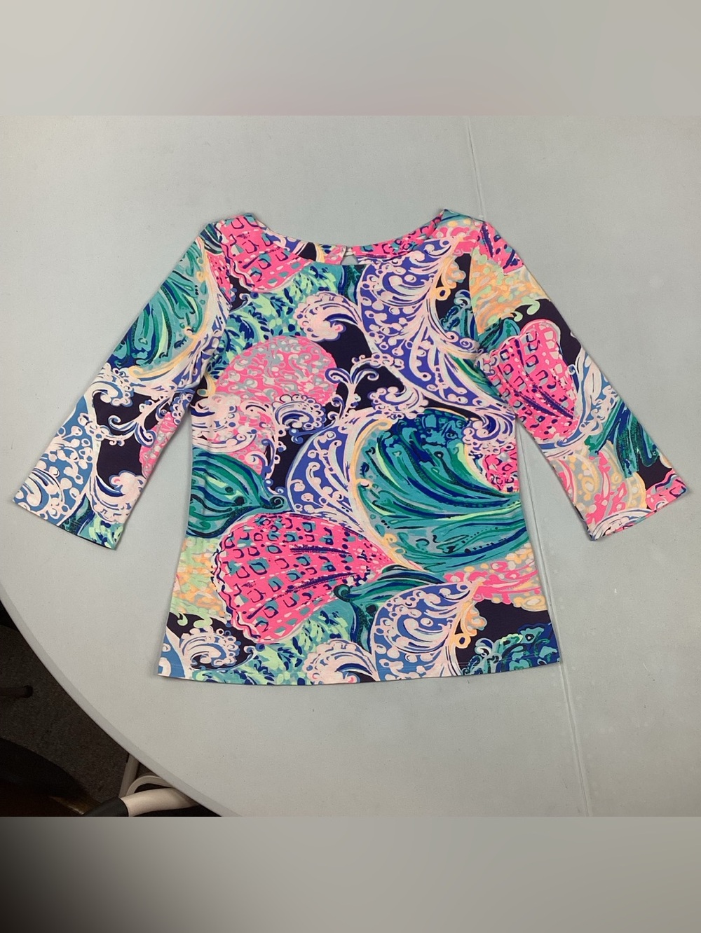 Lilly Pulitzer Waverly Top 3/4 Sleeve Boatneck Blouse “All That She Wants” Small